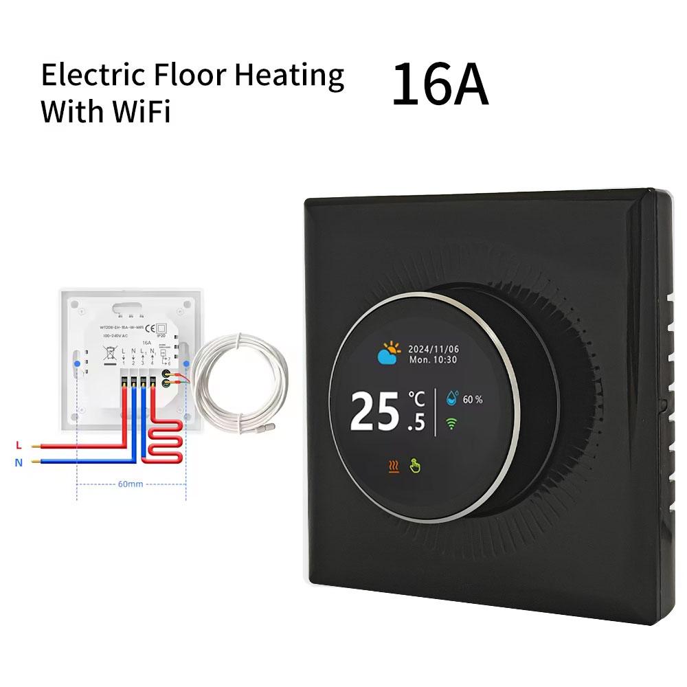 Tuya WiFi Smart Knob Thermostat Underfloor heating, water-gas boiler, household room, programmable thermostat Works with tuya black-GB