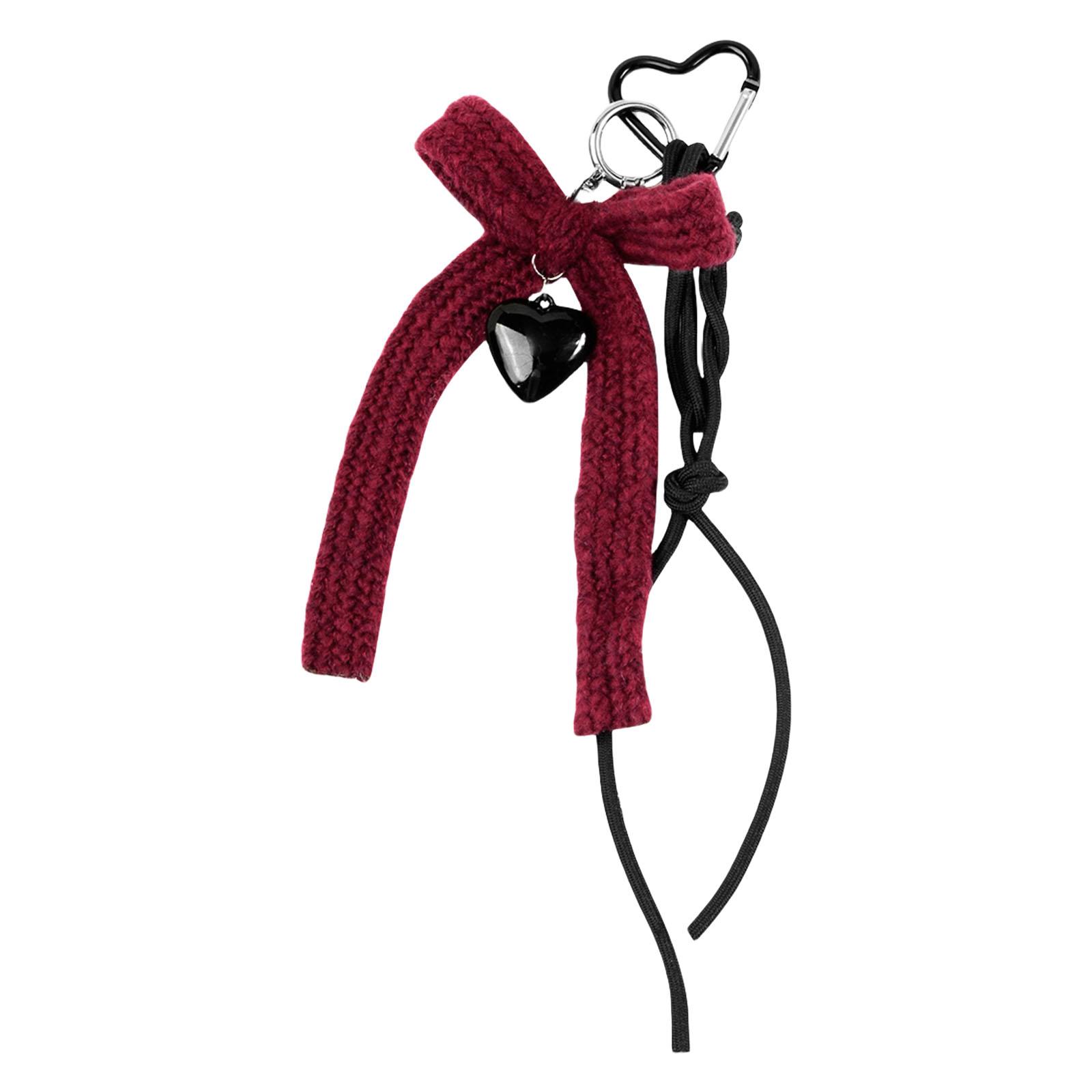 

Ретро Вязаный вручную Брелок с бантиком и подвеской в виде сердца, Аксессуары для сумки, Стильный брелок для ключей автомобиля для повседневного использования A