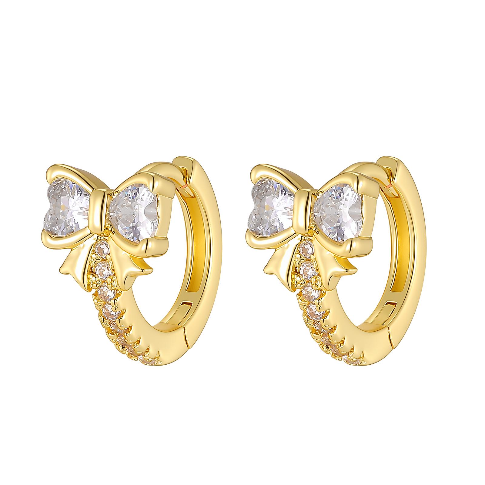 

Vnox Gold Color Bow Zirconia Earrings For Women,Trendy Party Jewelry Colorful Crystal Ear Accessories Valentine s Day Gift