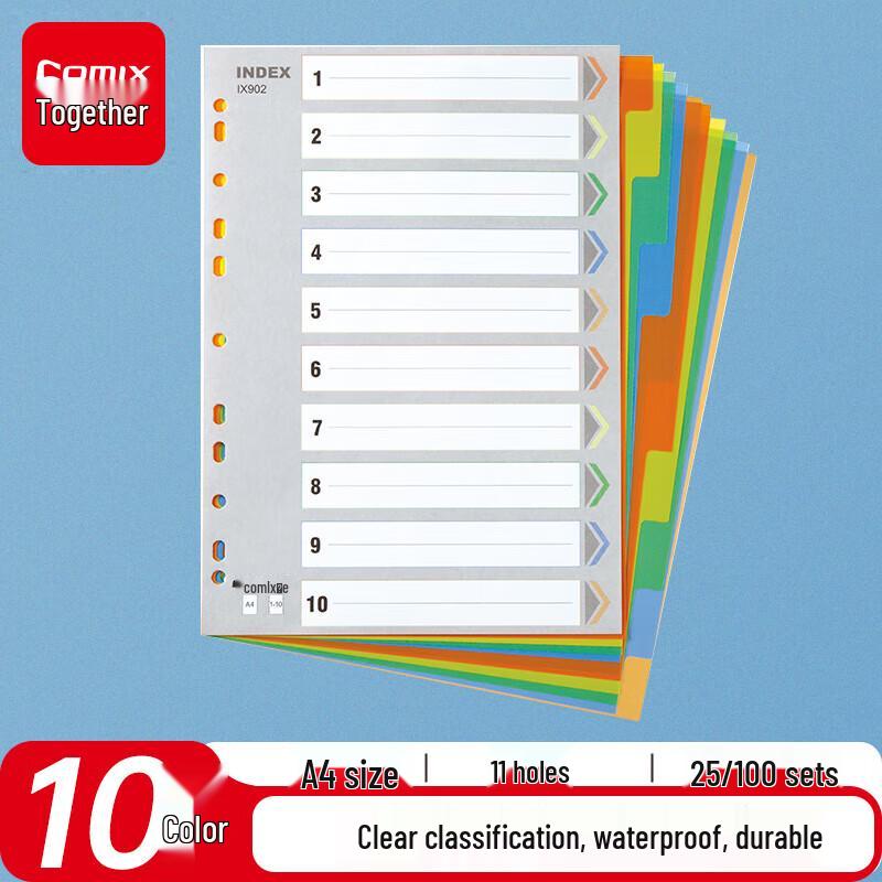 Comix A4 11-Hole Index Divider Tabs