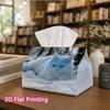 1pc, 2D Flat Printing, Tissue Box Blue Cat Pattern In Snow Printed Tissue Box, Durable Decoration Storage for Kitchen, Living Room, Bedroom, And Car D