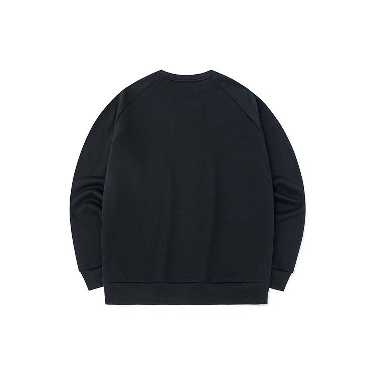 Anta Sports Lifestyle Series Solid Color Logo Round Neck Pullover Long Sleeve Sweatshirt Men sweatshirt Black 952147768-2
