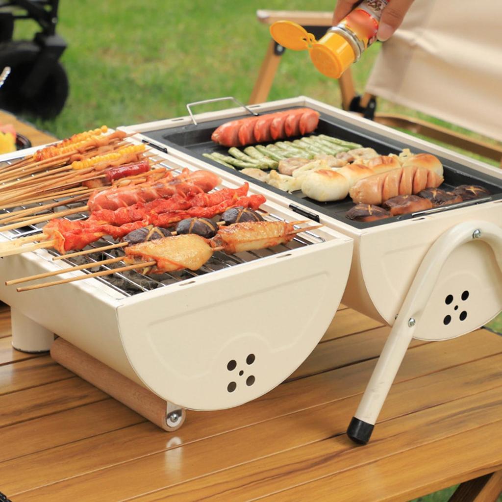 Barrel Grill Camping Barbecue Smoker Lightweight Ventilated Barbecue Barrel Grill for Porch Backyard Home Balcony Camping Patio