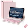 Samsung Tablet A9 Plus 11 Protective Leather Keyboard Case with Backlit Bluetooth and Pen Slot A11+