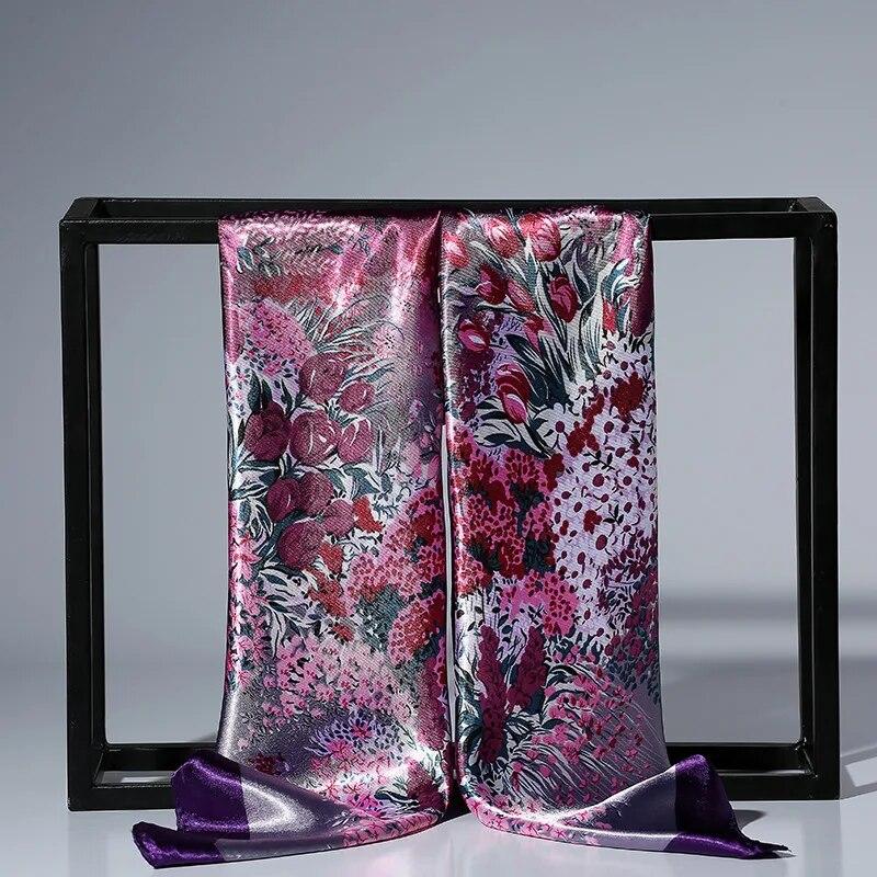 90x90cm Fashion Silk Satin Scarf For Women Headband Square Shawls and Wraps Neck Scarfs EMA