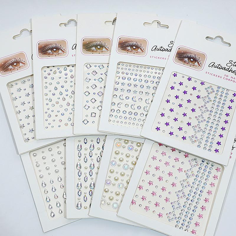 1Sheet Eye Body Face Gems Jewels Pearl Rhinestone Stickers Self Adhesive Crystal Rainbow Makeup Diamonds Face Decoration Sticker