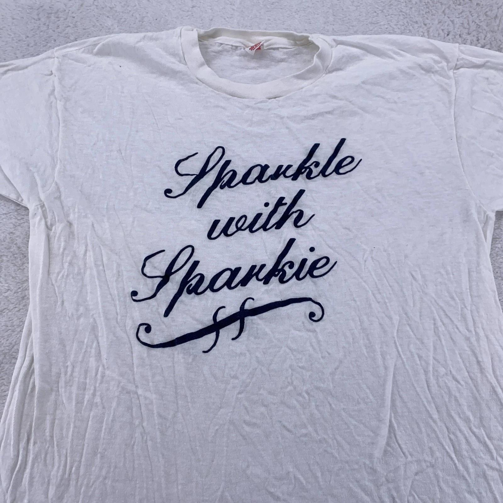 

Vintage Sparkle With Sparkie Shirt Mens Small Hanes 80s Tee USA Comic Character 3XL