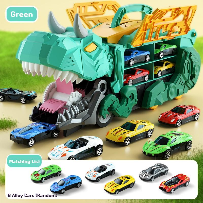 

Cars, Children s Dinosaur Transport Truck, Containing 6 Alloy Blue/Green Dinosaur Race Track Storage Vehicles, Boy s Gift Present