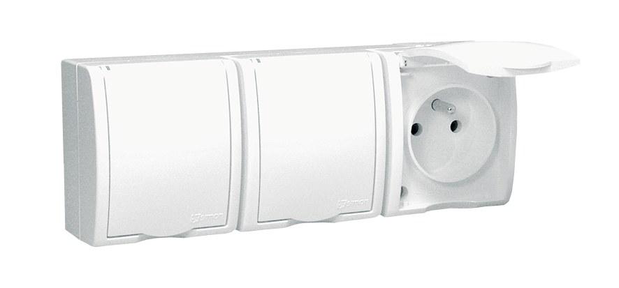 Socket with Grounding 3-fold N/t IP54 AQGZ1-3/11 Aquarius White