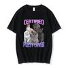 T-shirt Meme Chat Amoureux de Chatte Certifié Mode Homme Décontracté Manches Courtes T-shirt Mode Vintage T-shirts Surdimensionnés Streetwear