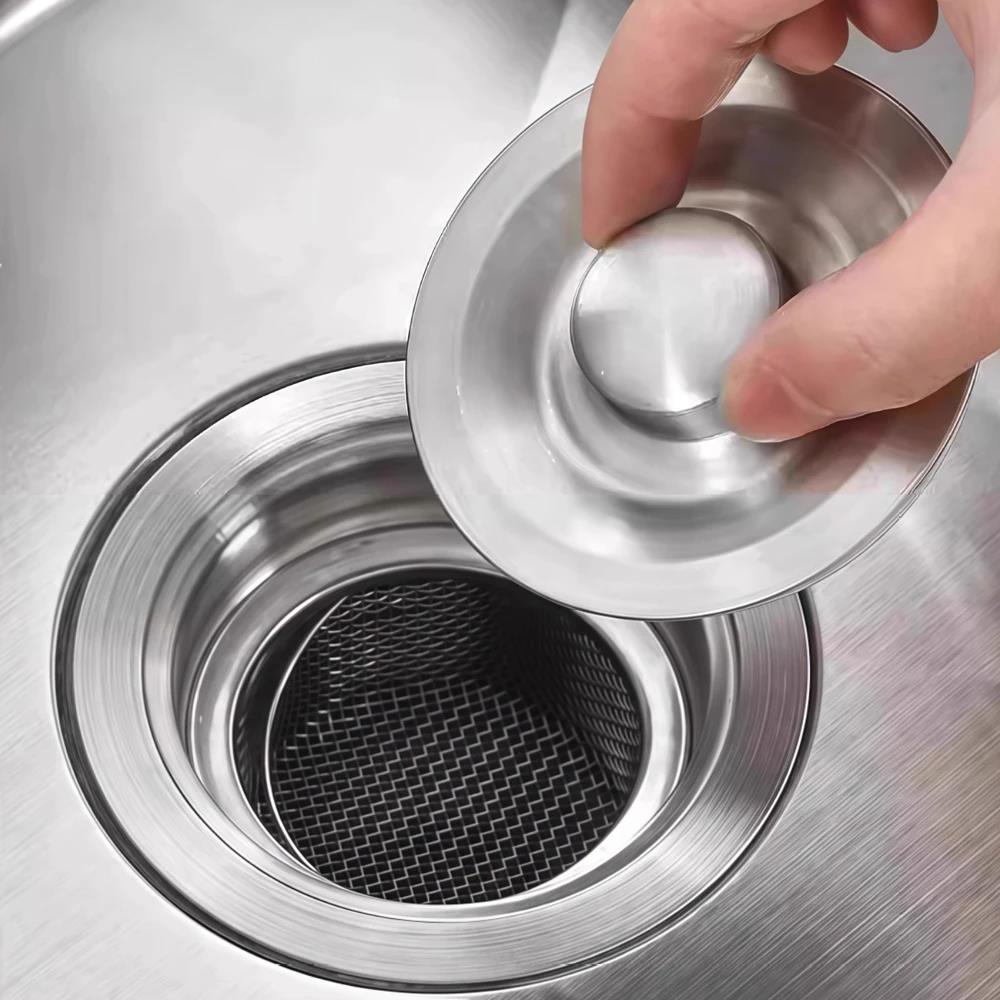 Stainless Steel Cover Kitchen Thickened Sink Stopper Drain Cover Double-sink Water Plug Sink Silicone Water-blocking Accessories6