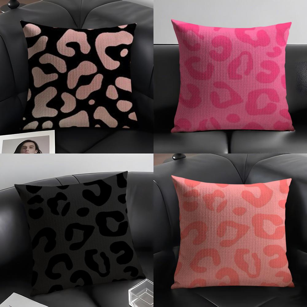 Leopard Print Cushion Cover Natural Linen Organic Fabric DoubleSided Printing Sofa Home Decor Breathable Environmentally