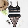 Nové sexy bikiny s vysokým pasem leopardí potisk, jednobarevné plavky, dámské plavky, sada bikin push-up, brazilské plavky letní plážové oblečení plavky