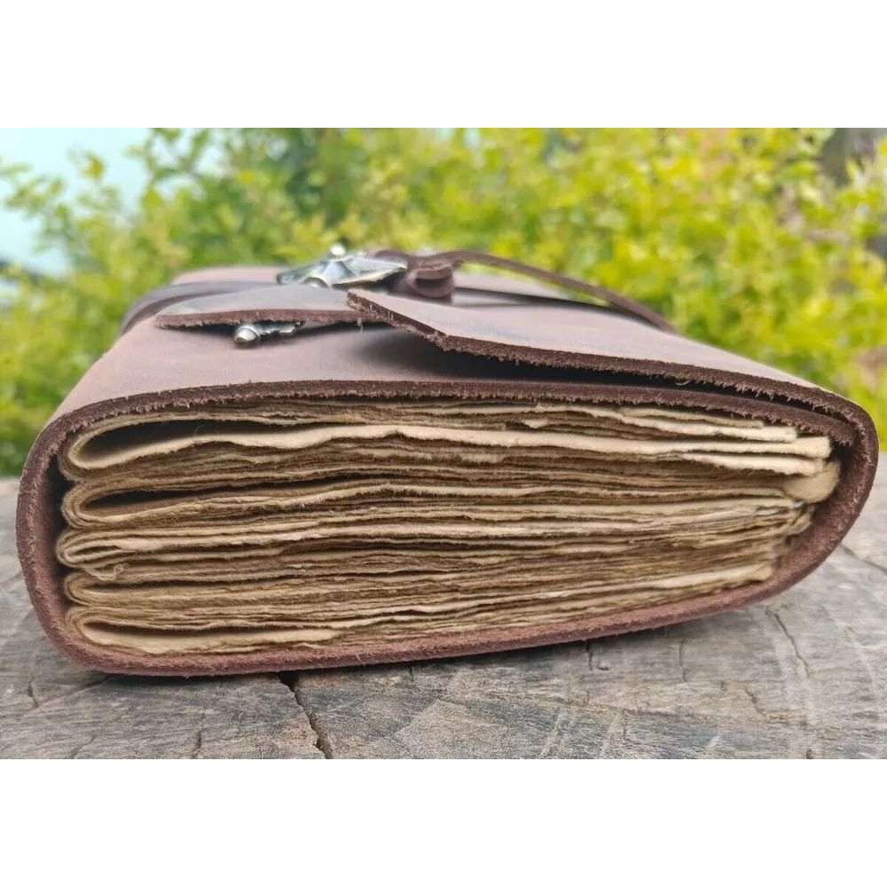 Diario 100% Cuero Puro 200 Hojas de Papel Vintage