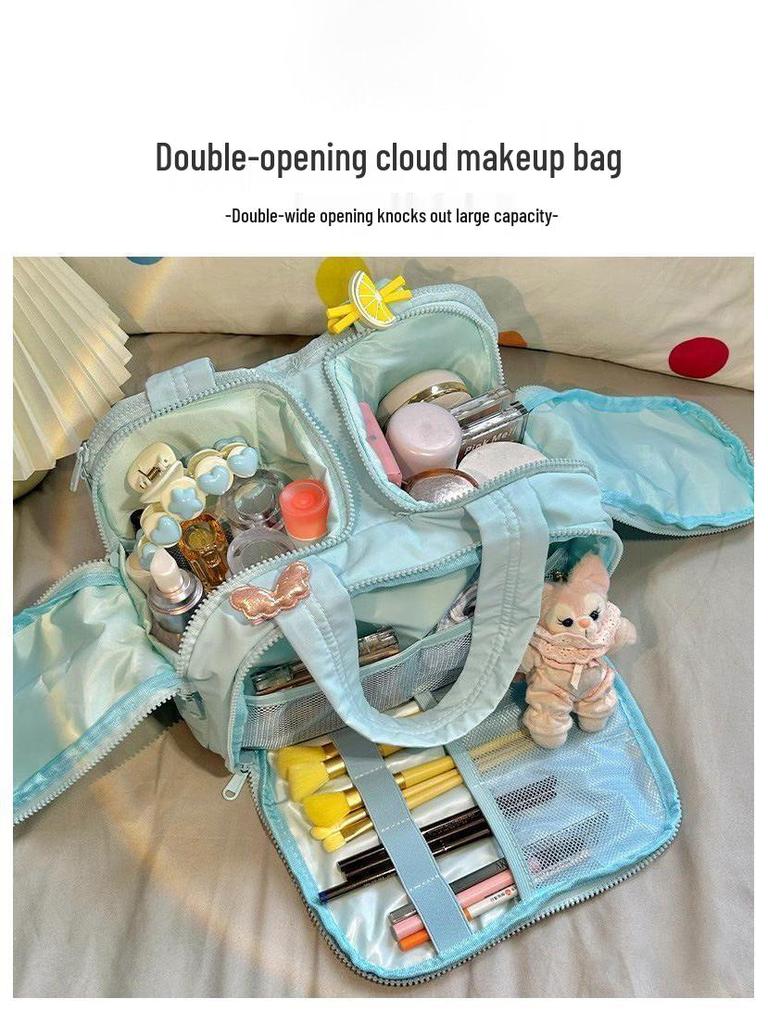 Large Capacity Portable Makeup Bag with Compartments for Skincare Products