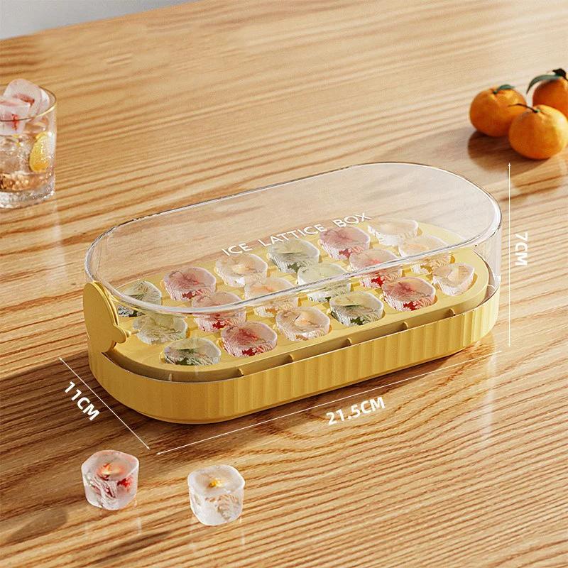 18 Grids Portable Water Injection Ice Tray Press Type Silicone Ice Mould with Lid DIY Ice Maker Whiskey Cocktail Tools
