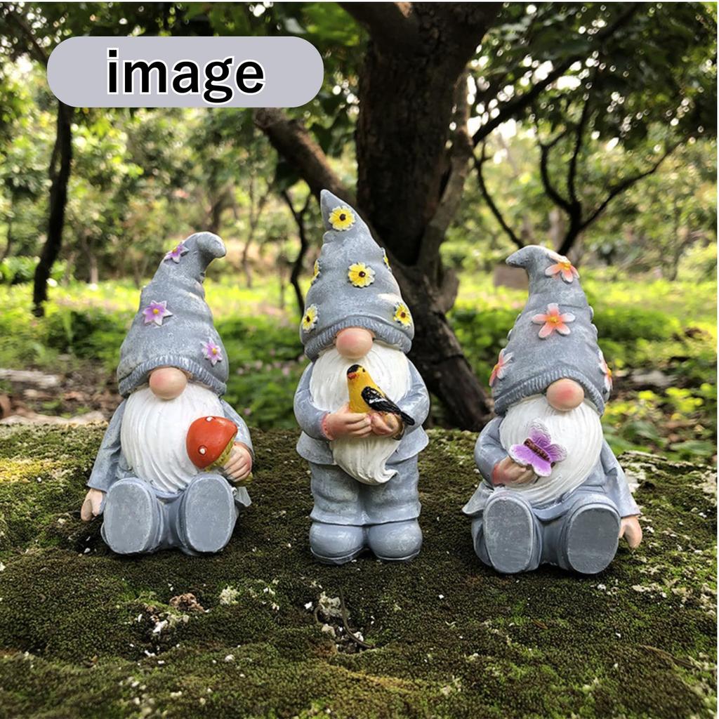 PLEGOOD Garden Ornament - Set of 3 Dwarfs - Decorative Items for Gardens, Home Decor, Entrance, Room (Pink)