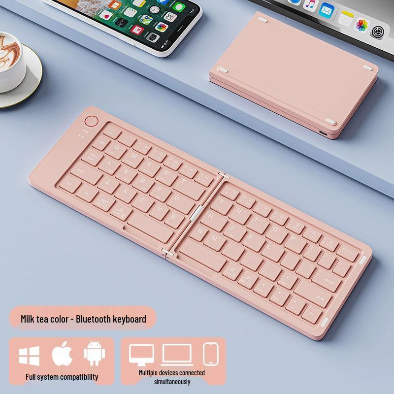 Macaron Color Foldable Bluetooth Keyboard with Phone Stand for Mobile and Tablet.