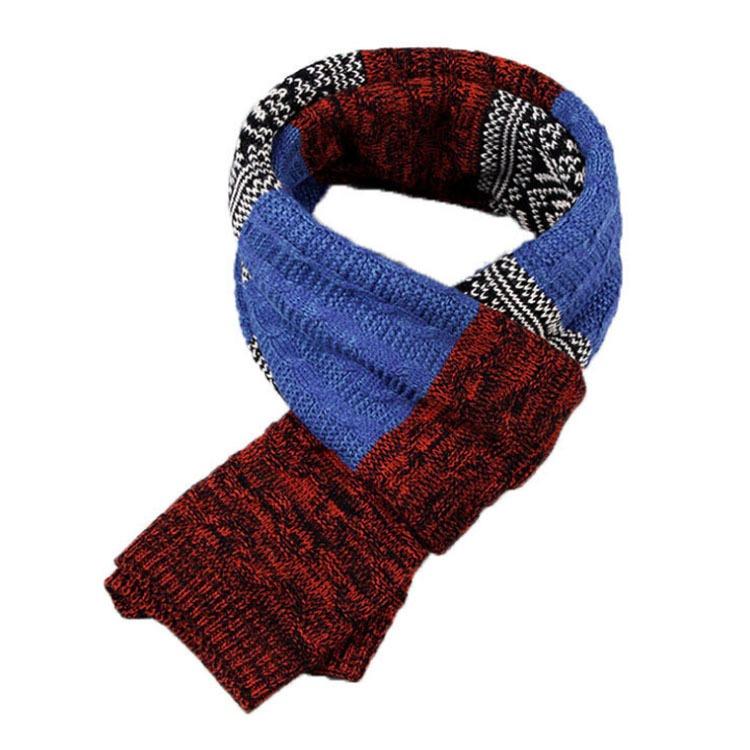 New Winter Men's Scarf Checkered Scarf Keep Warm Casual Knit Neckerchief Patchwork Wool Cashmere Scarf AC086