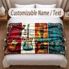 Music Guitar Theme Soft Blanket Personalized Custom Name Text Print Warm Blanket Home Sofa Bedroom Decor