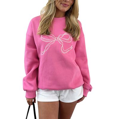 Damen Sweatshirt, Langarm Rundhals Schleifenmuster Kapuzenpullover Pullover Lässige Oberteile