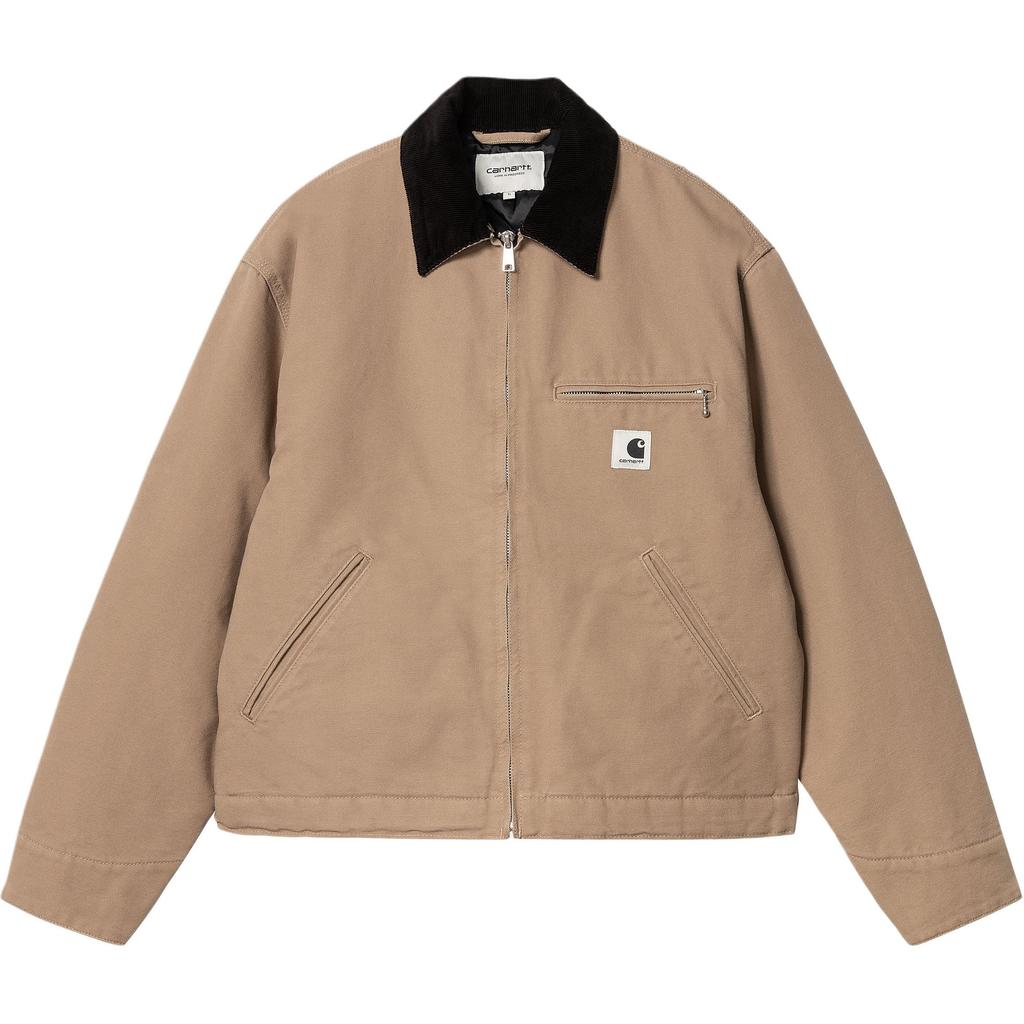 Carhartt WIP Fw24 W Og Detroit Jacket Classic Loose Fit Square Label Zipper Long Detroit Collar Jacket Women jackets Peanut I032236-2I7-02