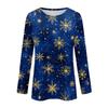 Women's Christmas Print Neck Long Sleeve Pullover Top for Holiday