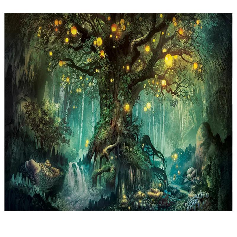 Forest Life Tree Wall Hanging Tapestry Fantasy Plant Magical Castle Tapestry Hippie Psychedelic Decorative Wall Carpet Bed Sheet