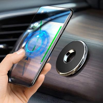 Okrągły Magnetyczny Uchwyt Samochodowy, Łatwy do Przyklejenia, Nie Spada, Kompatybilny ze Wszystkimi Smartfonami