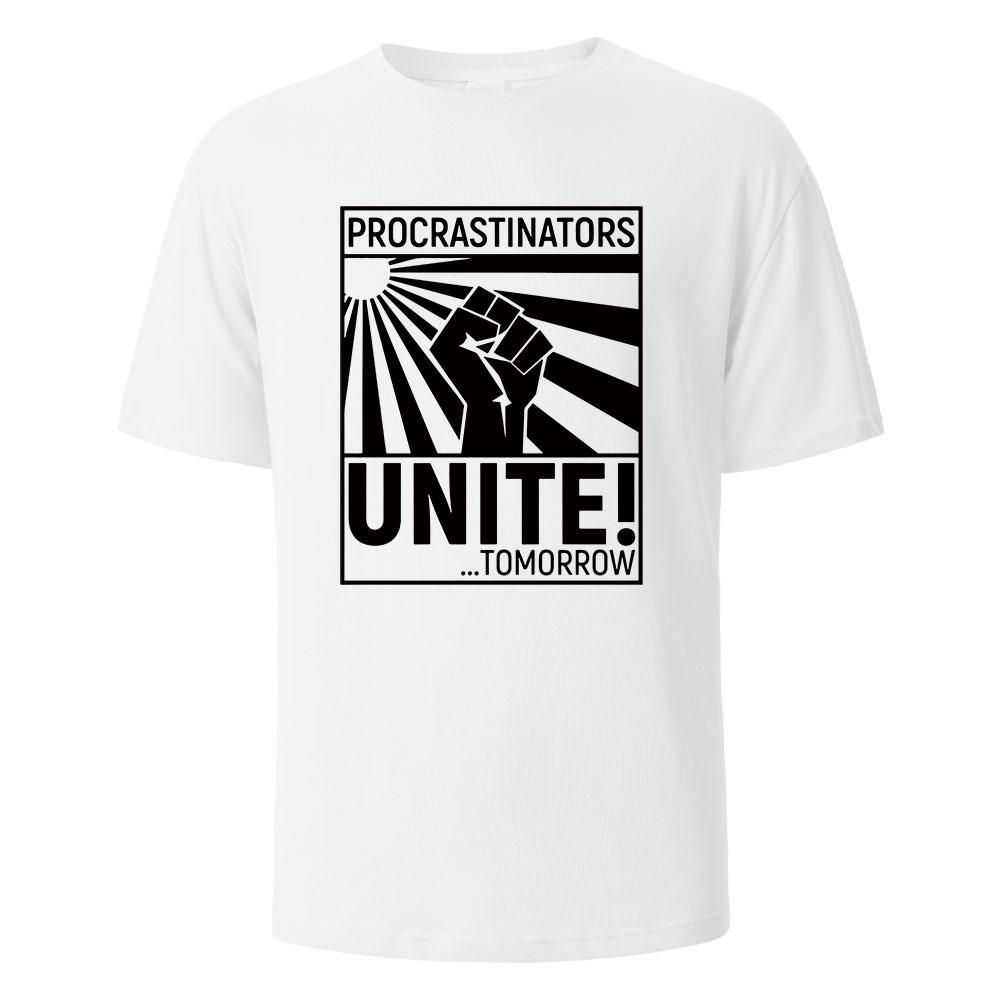 Herren Bedrucktes T-Shirt Prokrastinierer Streetwear 100% Baumwolle Oberteile Für Männer Frauen Sommer Atmungsaktiv Kurzärmelig O-Ausschnitt Basic T-Shirts