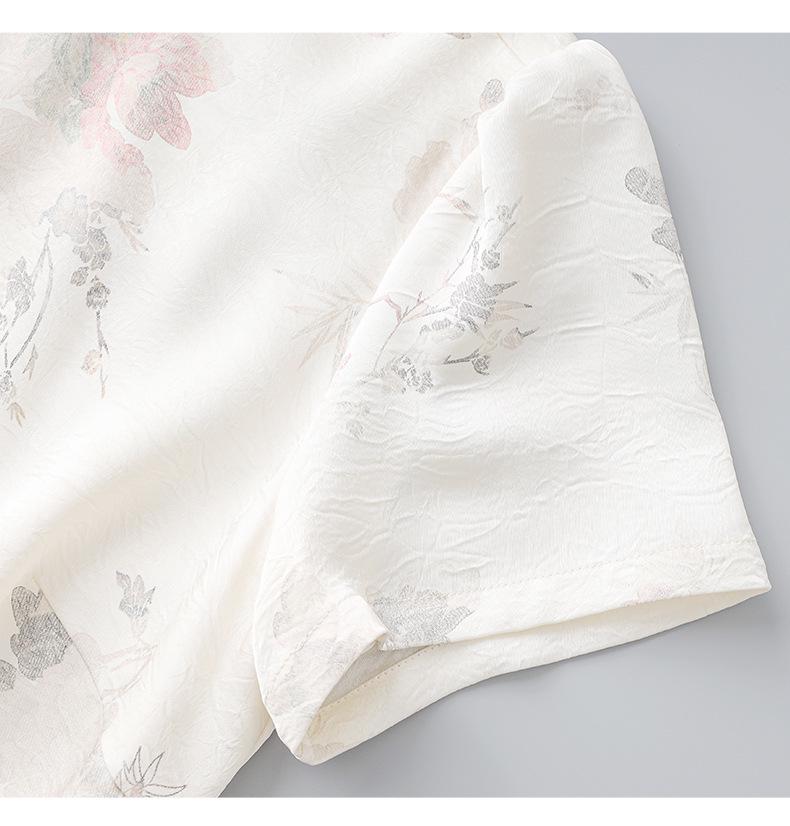 Women's Summer Pearl Frog Button Qipao Dress - New Chinese Style Print with Stand Collar