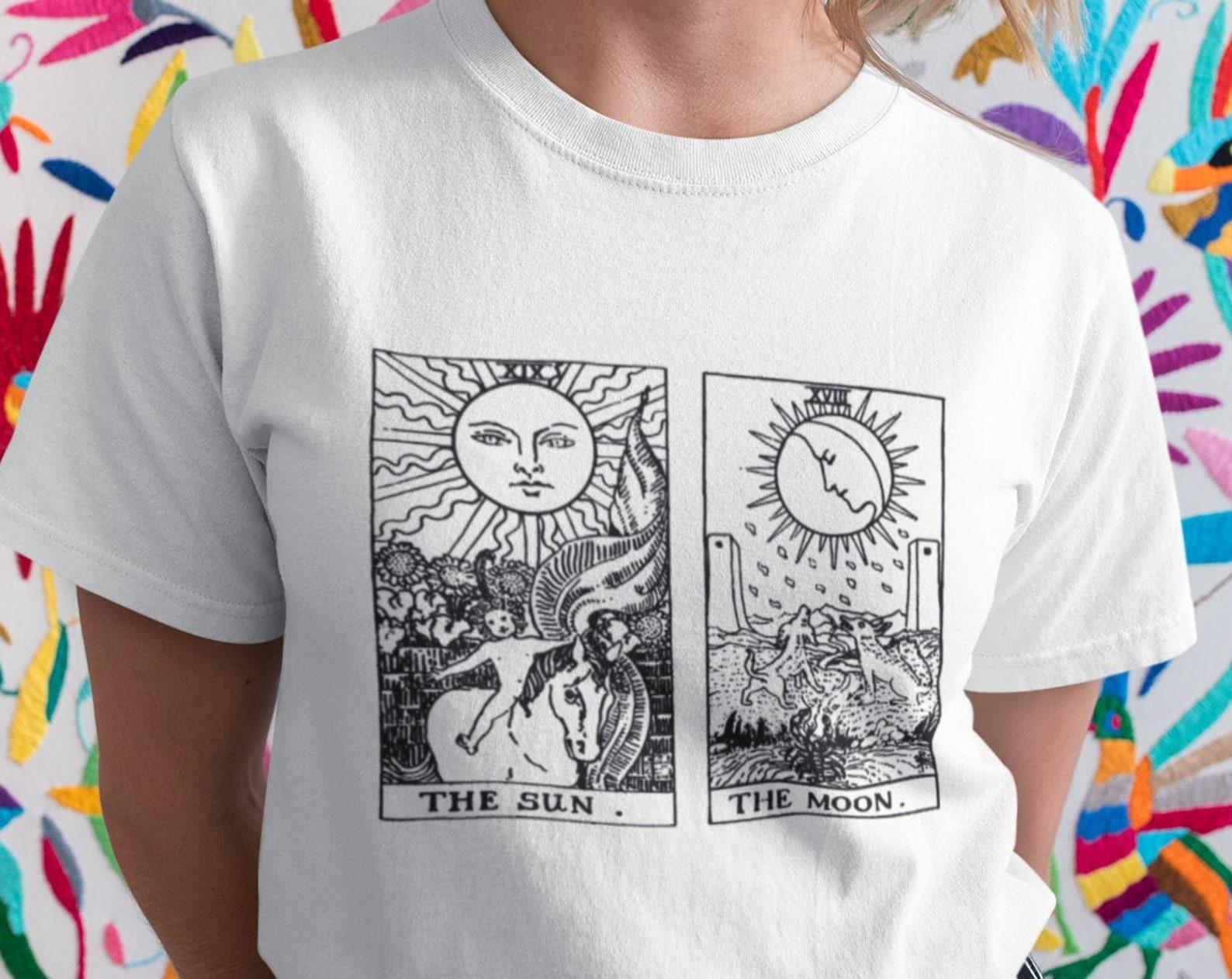 Sun and Moon Tarot T-Shirt: Esoteric Moonchild Design 4XL