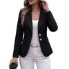 Women S Long Sleeve Blazer Jacket With Turn Down Collar Two Buttons Flap Pockets
