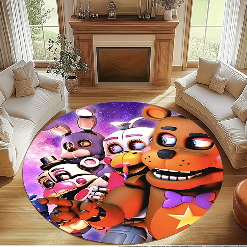 Five Nights at Freddy's Print Round Rug, Washable Floor Carpet, For Entryway Dorm Laundry Room Office Study, Home Decor Birthday Christmas Gift