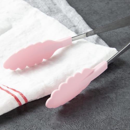 Endo Shoji Commercial Antibacterial Heat-Resistant Colorful Tongs, Pink, Stainless Steel Metal Parts, 66 Nylon Tips, Glass Fiber (with Antibacterial A