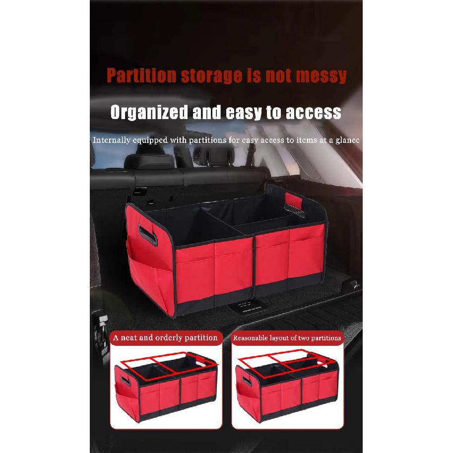 Large Collapsible Trunk Organizer with Multi Pockets Compartments Storage Organizer for Car SUV Minivan
