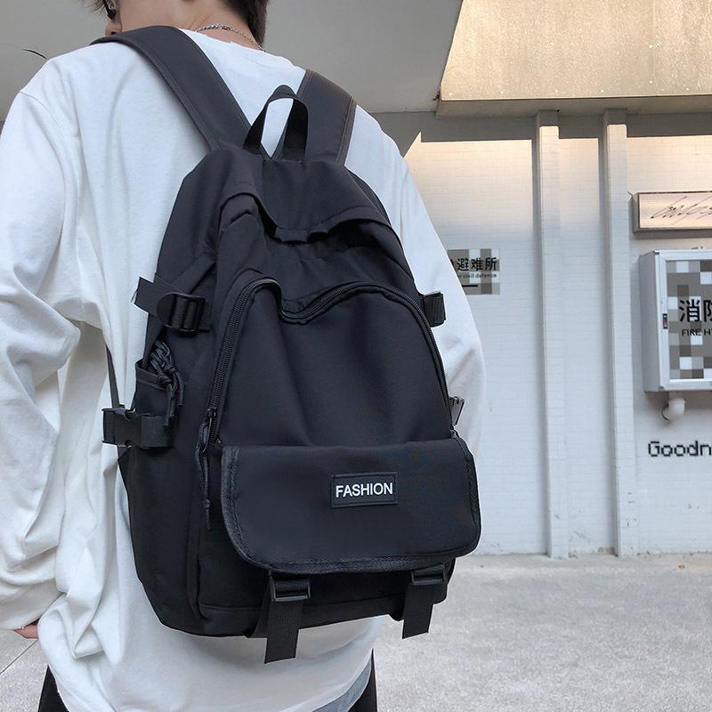 

Contrasting color backpack New nylon backpack Trendy fashion simple large capacity student backpack чорний