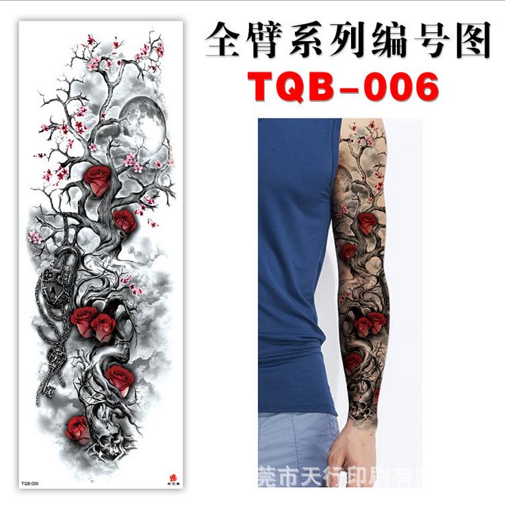 TQB(001-008)Hochwertiger Wasserübertragungs-Vollarm-Ärmel Temporärer Tattoo-Aufkleber Lieferant für Erwachsene Mann Frauen