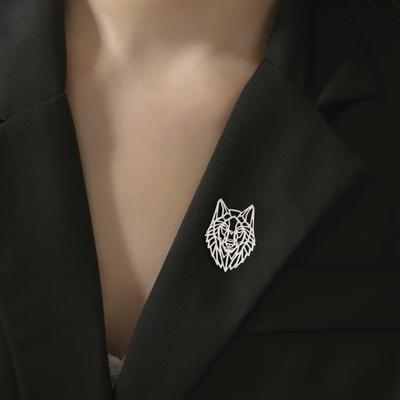 Animal Wolf Head Brooch for Men Women Stainless Steel Punk Lapel Pins Suit Collar Badges On Backpack Jewelry 2026 Gift New In