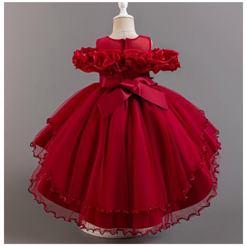 Kids Girls Princess Style Puffy Tulle Wedding Formal Party Dress