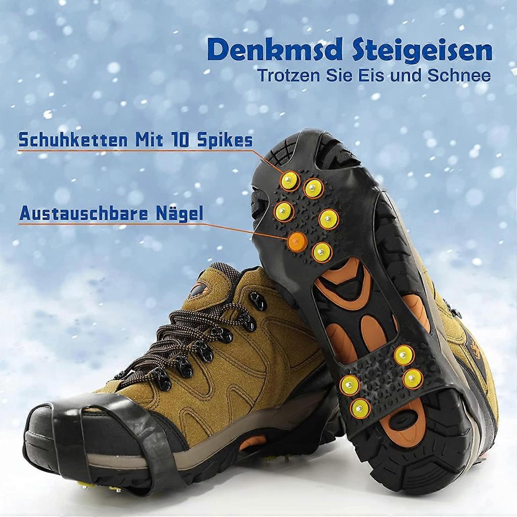 Spikes for Shoes, Crampons with 10 Spikes, Anti-slip Shoe Spikes, Snow Chains for Shoes
