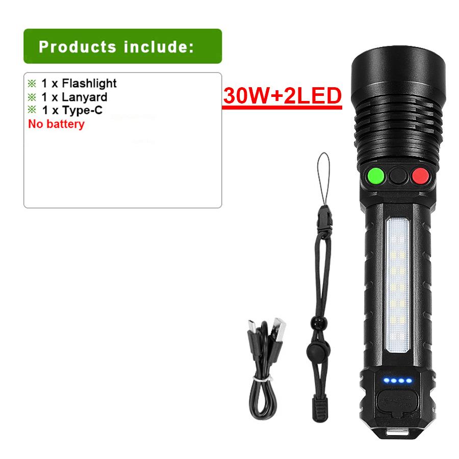 

Многоцветный светодиодный фонарик с COB-лампами, 10 режимов, сверхмощные фонарики с возможностью увеличения и дальностью действия 1500 м, супер яркий фонарик A-With green light