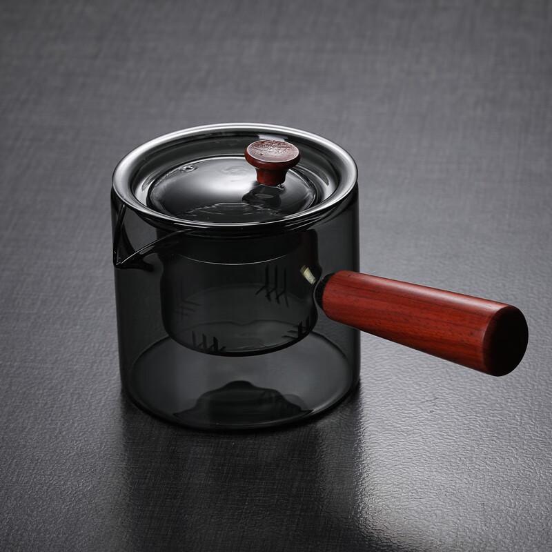 High Borosilicate Glass Teapot with Wooden Side Handle
