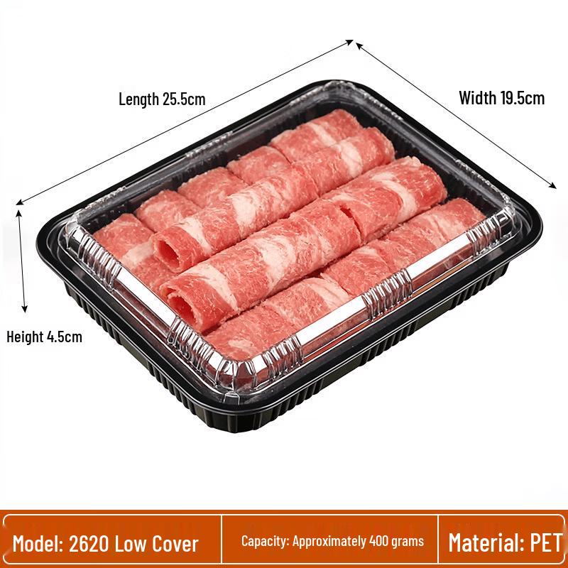 Disposable PET Square Food Packaging Trays with Low Lids