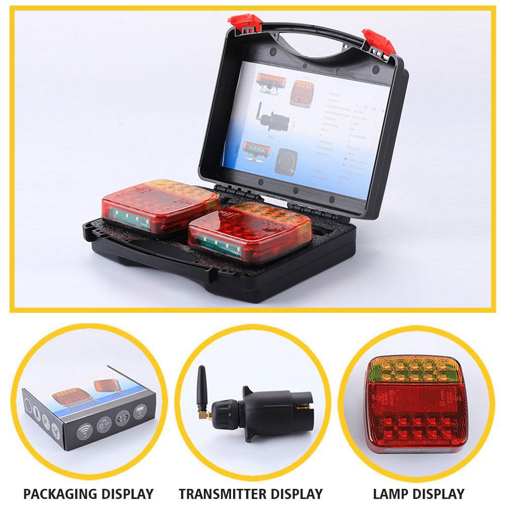 1set Wireless Magnetic Trailer Tail Light Waterproof Rechargeable Rear Taillight Signal Warning Brake Lamp Reflective Lens