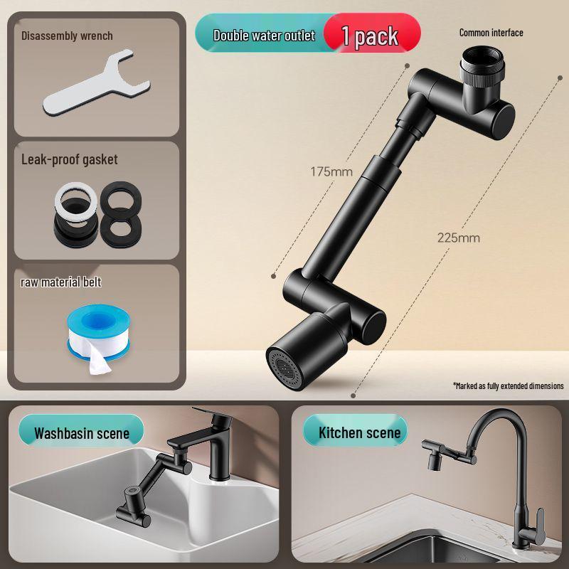 Universell robotarm sprutsikker kranforlenger med svingbart dusjhode booster