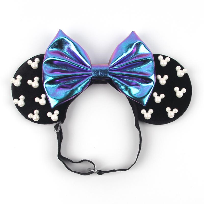 Disney 3,3" Minnie Mickey Ohr Elastische Stirnbänder Neugeborenen Mode Glitzer Verstellbares Haarband Baby DIY Haarschmuck Festival Reise