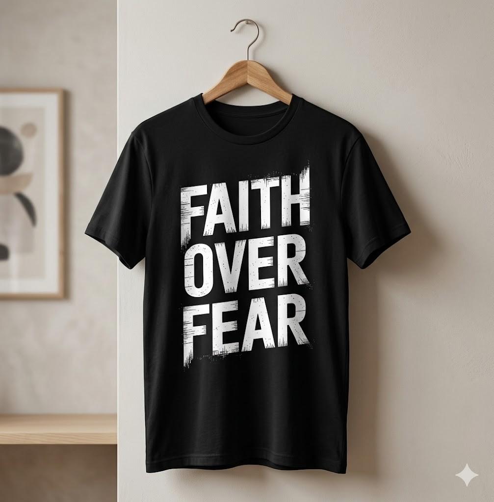 Unisex shirt Cotton Oversize Large Size NEW Faith Over Fear Inspirational Quote Graphic T-Shirt Unisex - H275