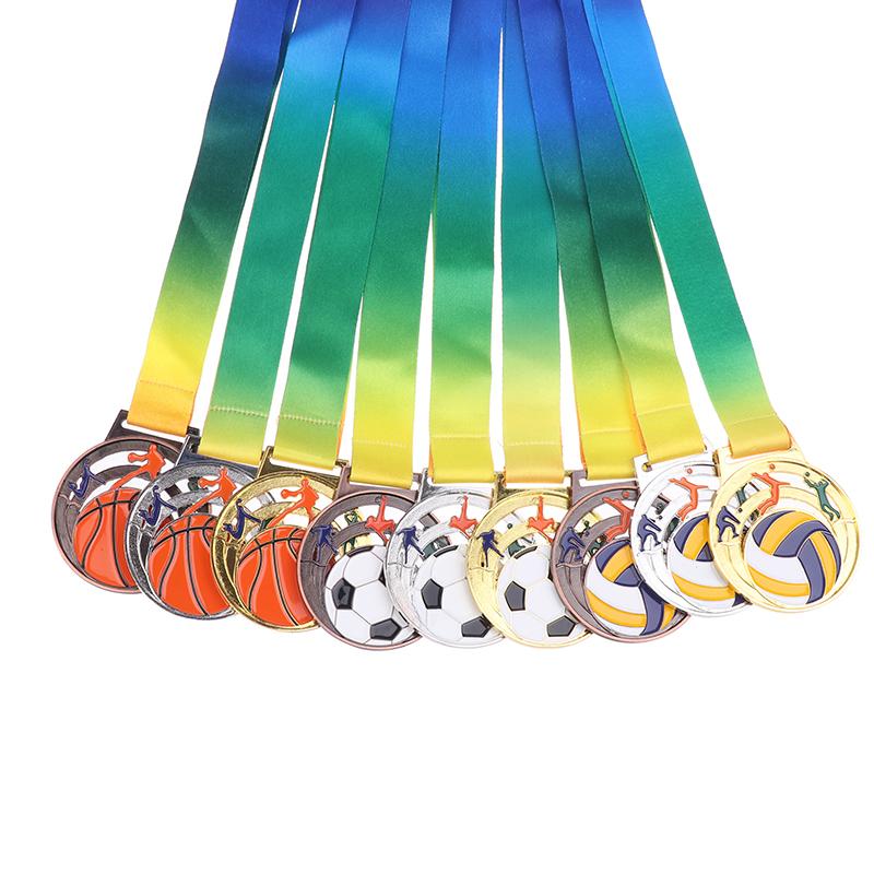 Winner Medal Kickball Medals Award With Neck Ribbon For Winner Reward Sports Metals Football Basketball Volleyball Prizes