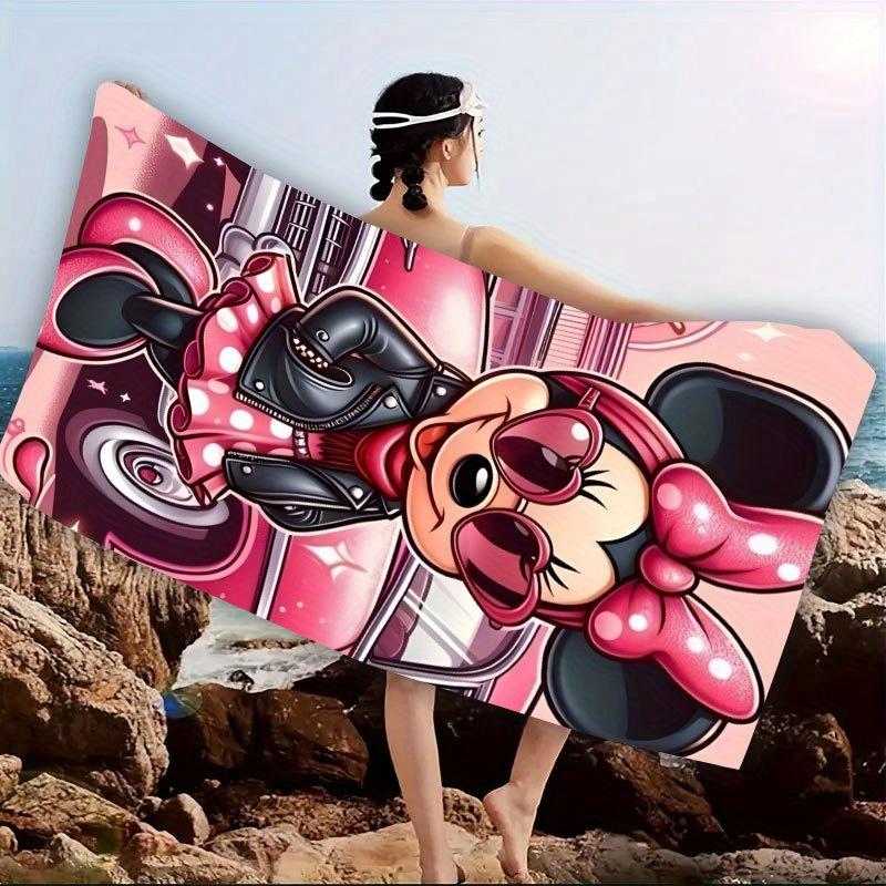 1pc Stylish Minnie Polyester Beach Towel, 2D Printed, Year-Round Use, Lightweight/Quick-Drying/Soft, Ideal for Beach/Camp